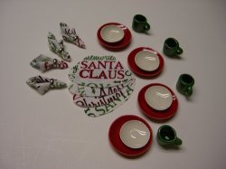12 Piece Christmas Words Dinner Set w/ Placemats & Napkins
