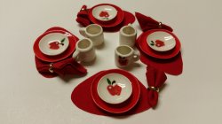 12 Piece Apple/Red Dinner Set w/ Placemats & Napkins
