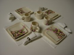 12 Piece Floral Square Dinner Set with Placemats & Napkins