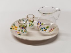 Tray with Glasses & Pitcher - Dot Flower