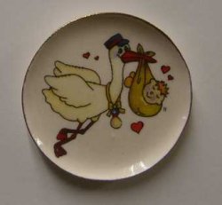 Stork with Baby Dish