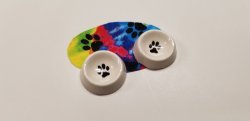 Pet Bowls & Mat - Tie Dye Black Paw