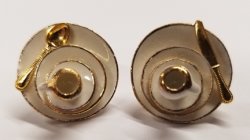 Ceramic Miniature Dinnerware Earrings - Round White/Gold