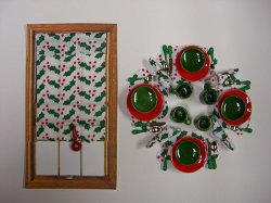 Designer Window Shade Set - Holly with Berries