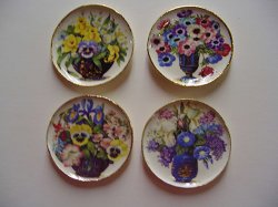 Flowers in Blue/Gold Vase Dishes