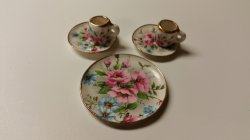 2 Dinner & Mugs with Platter - Pink/Gold Floral