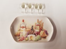 Wine & CheeseTray with Wine Goblets