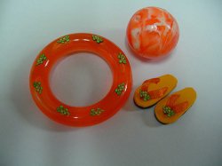 Swim Tube, Beach Ball & Flip Flops - Orange/Turtle