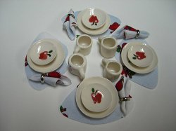 12 Piece Apple Dinner Set with Placemats & Napkins