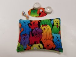 Dog Bed Set - Neon Colorful Dogs