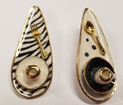 Ceramic Miniature Dinnerware Earrings - Animal Tear Drop