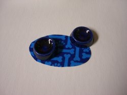 Blue on Blue Bones Ceramic Pet Bowls & Mat
