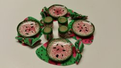8 Piece Watermelon #3 Dinner set w/ Placemats & Napkins