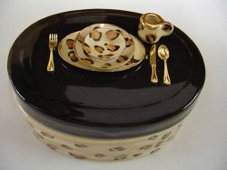 Small Oval Trinket Box - Black/Leopard