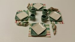 12 Piece Square Dinner Set - White/Sage