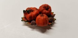Pumpkin Centerpiece w/ Pinecones & Leaves - Half Scale