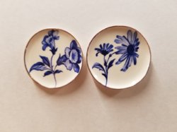 2 Blue Flower Platters