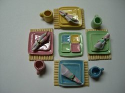 Square Dinner Set & Sectioned Tray - Pastel Mixed