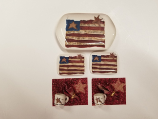Flag Dessert Set - Red - Click Image to Close