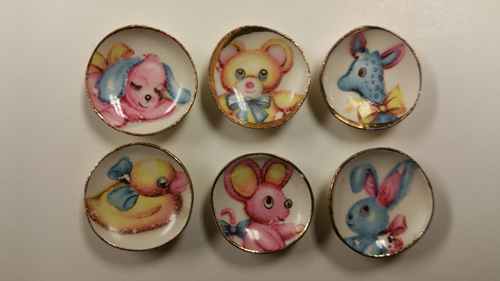 Small 6 Toy Animals Plates - Click Image to Close